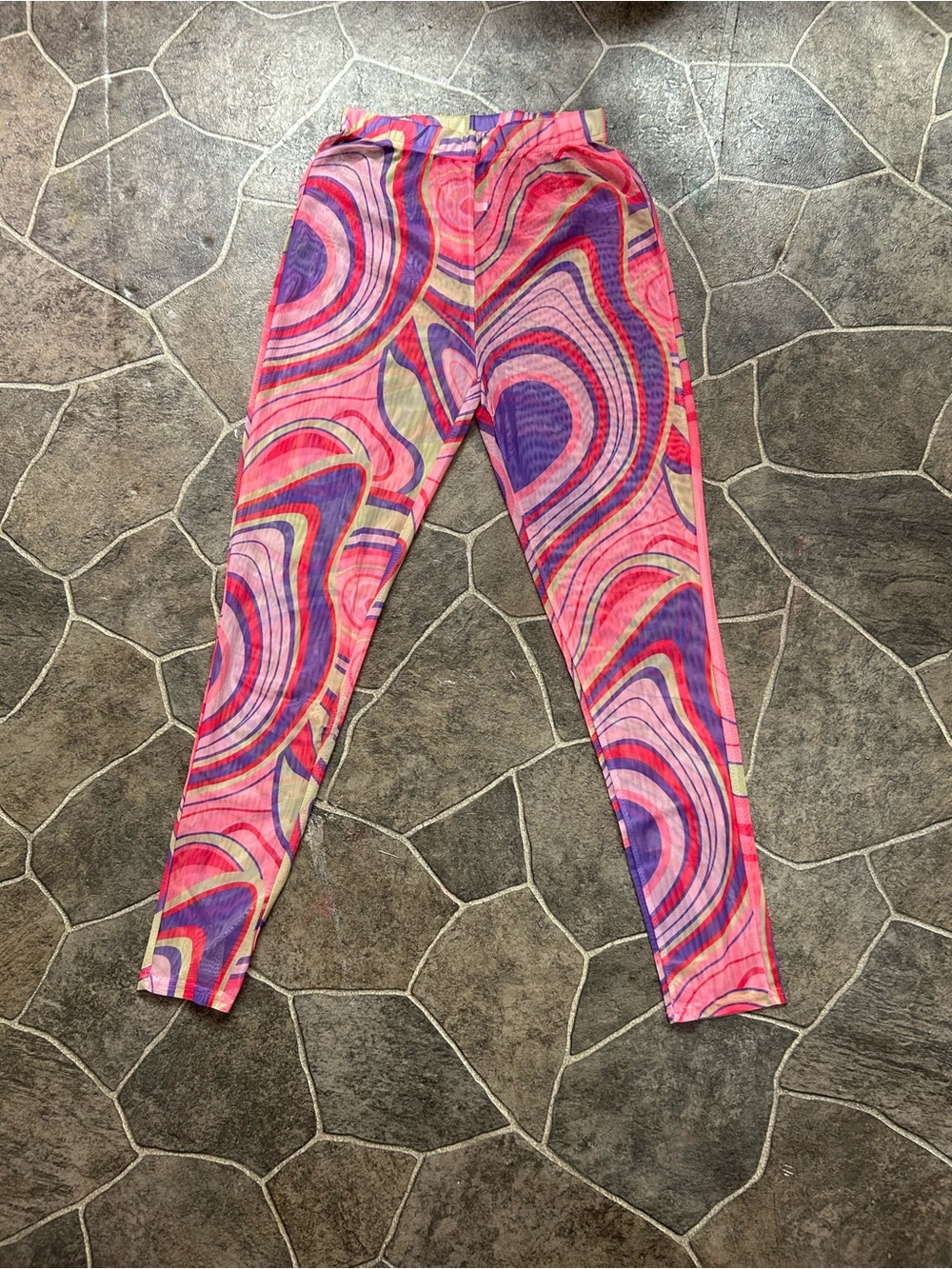 Pink & Purple Swirl Mesh Leggings